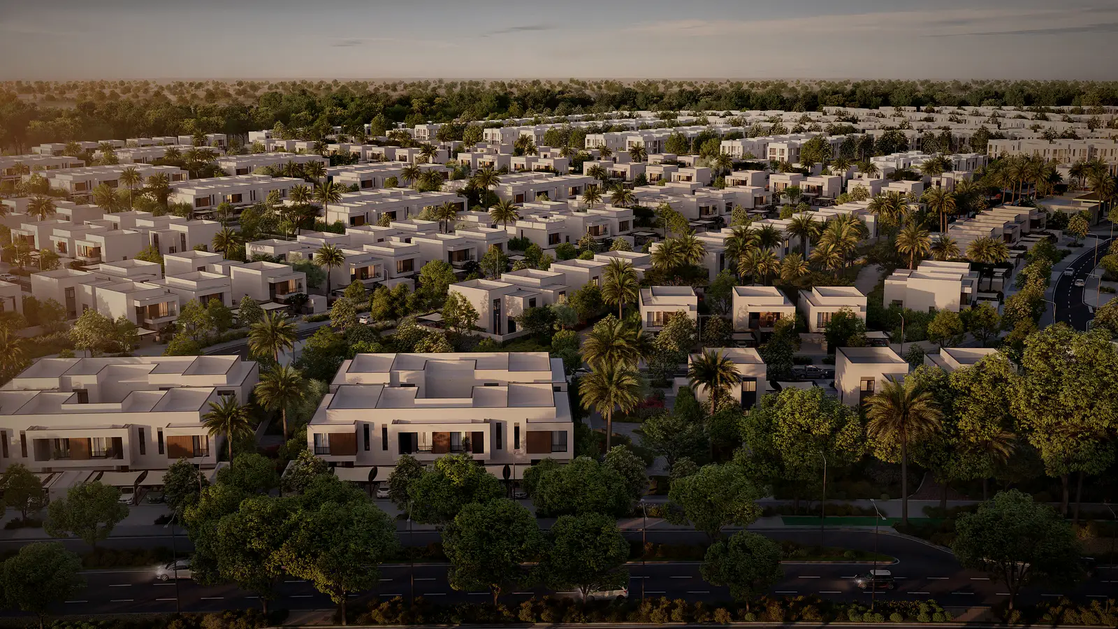 Al Ghadeer Gardens, aerial render of the community