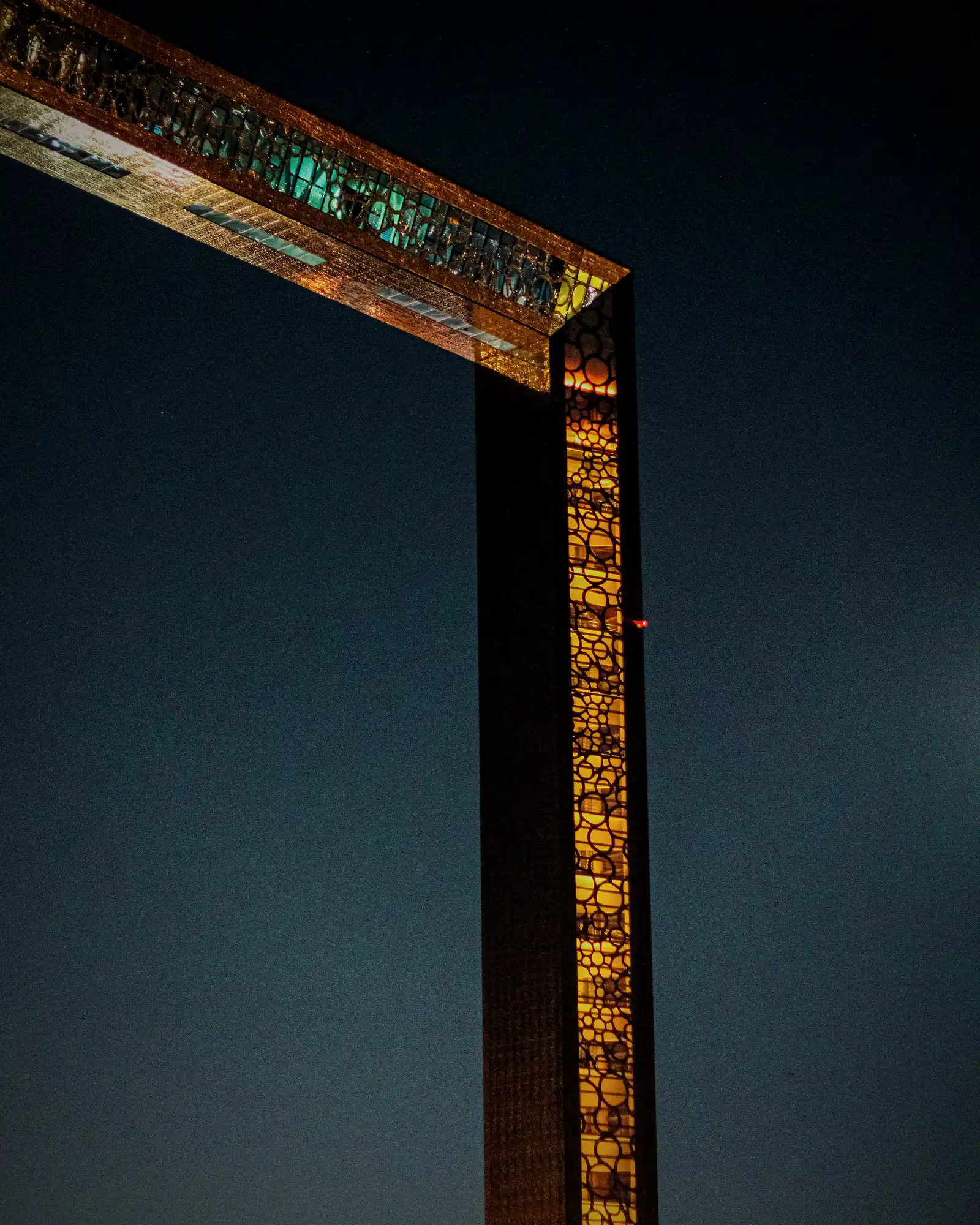 The Dubai Frame lit at night